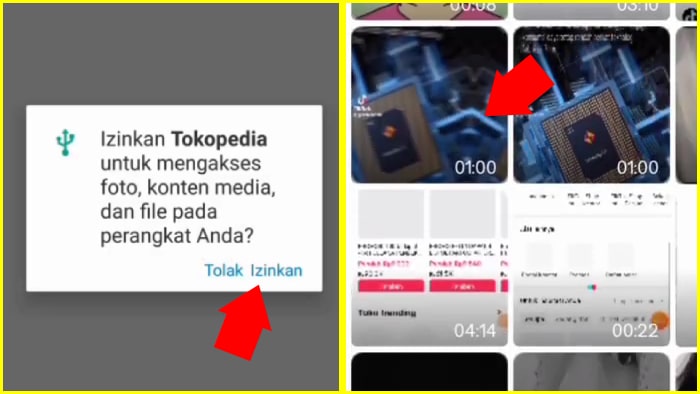 izinkan tokopedia mengakses foto dan video pilih salah satu file yang ingin kamu upload