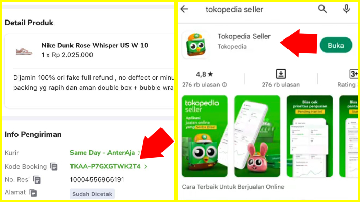 kode booking tokopedia dan aplikasi tokopedia seller