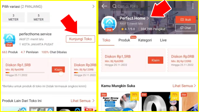 kunjungi toko supplier di shopee lalu cek rating profile nya