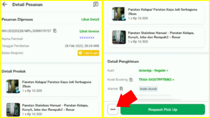 lihat detail pesanan batas respon lalu tap ikon 3 titik horisontal
