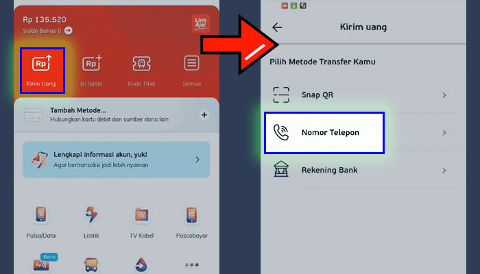 linkaja kirim uang - nomor telepon