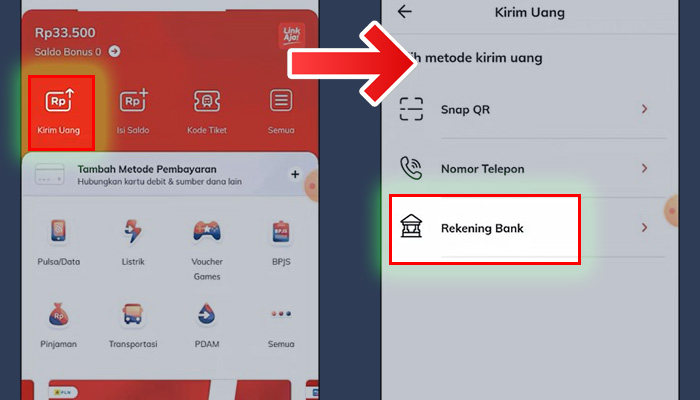 linkaja kirim uang - rekening bank