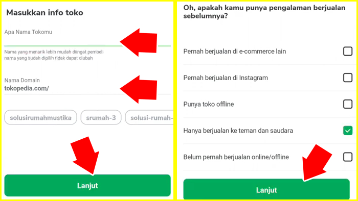 nama dan domain toko serta survei tokopedia