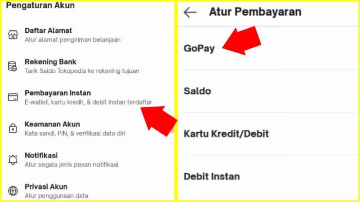 pembayaran instan e wallet kartu kredit debit instan halaman atur pembayaran tokpedia