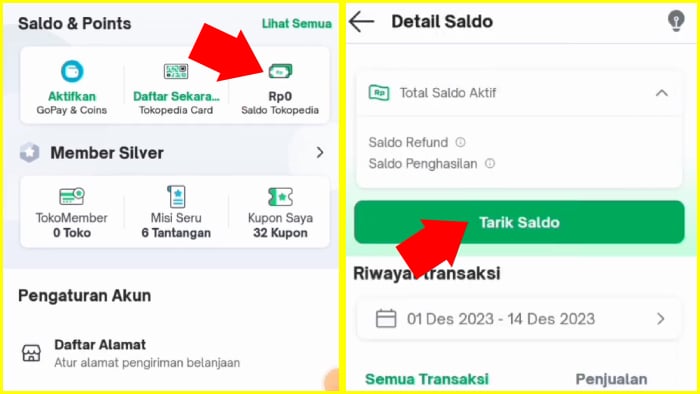 penghasilan affiliate masuk ke saldo tokopedia dan fitur tarik saldo