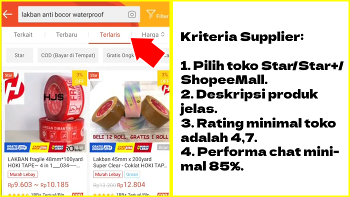 produk terlaris dan kriteria supplier untuk dropship tokopedia