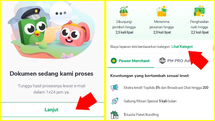 proses dokumen upgrade power merchant dan biaya layanan tokopedia