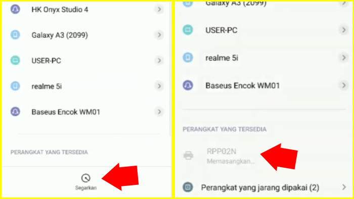 refresh halaman bluetooth untuk menemukan perangkat baru