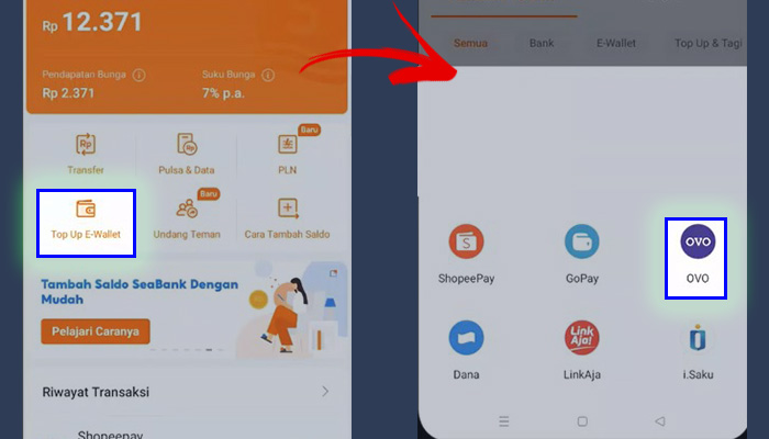 seabank top up e-wallet - ovo