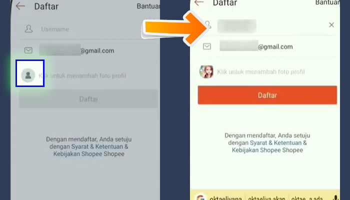 shopee foto profil - daftar