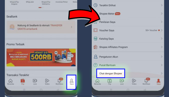 shopee saya - chat dengan shopee