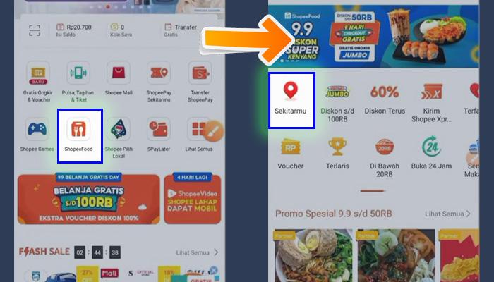 shopee shopeefood - sekitarmu