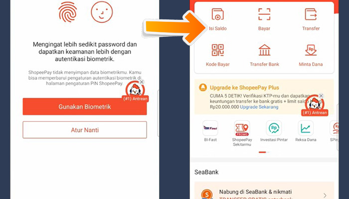 shopeepay biometrik - beranda menu utama