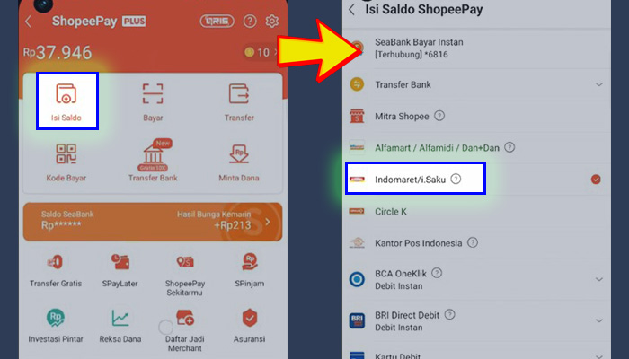 shopeepay isi saldo - indomaret isaku