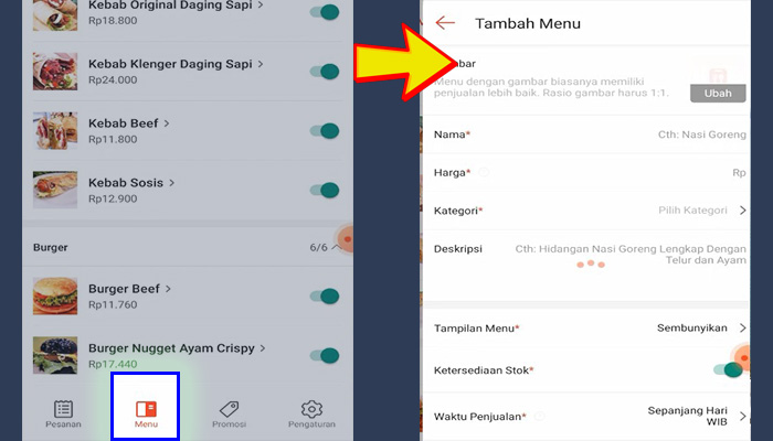 shopeepay partner menu - tambah menu