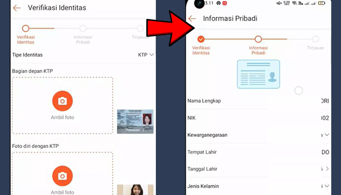 shopeepay plus verifikasi identitas - informasi pribadi