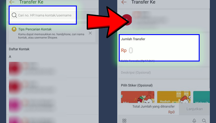 shopeepay transfer cari nomor hp - jumlah transfer