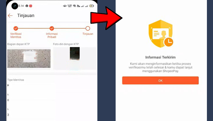 shopeepay upgrade plus tinjauan - informasi terkirim