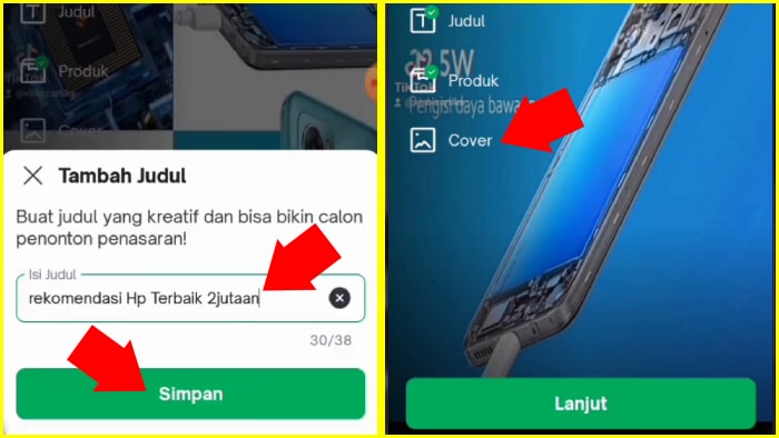 tambah judul simpan tambahkan cover ke video tokopedia