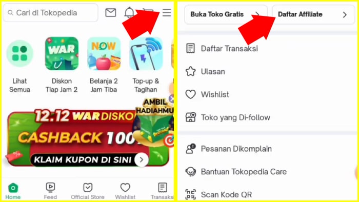 tap ikon 3 garis tap daftar affiliate tokopedia