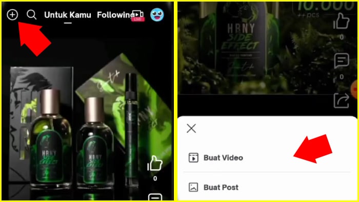 tap ikon plus untuk tambahkan video atau post ke feed tokopedia