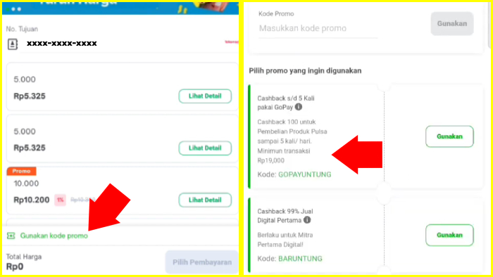 tekan opsi gunakan kode promo dari mitra tokopedia