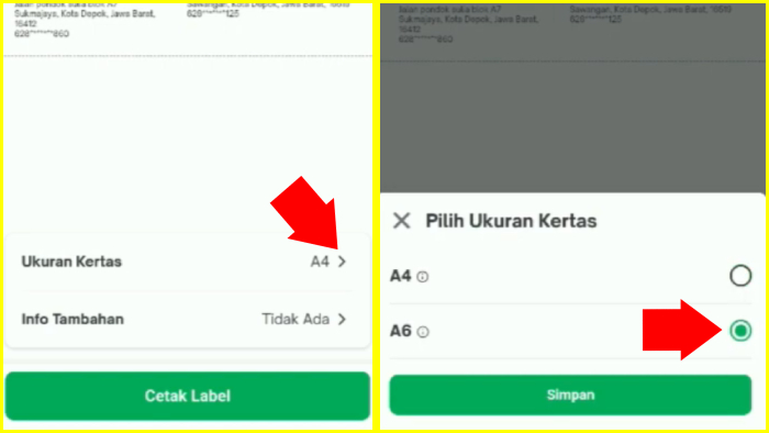 ubah ukuran kertas sesuaikan dengan setting printer untuk printer termal pilih A6