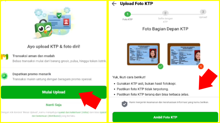 upload ktp dan foto diri ke aplikasi mitra tokopedia