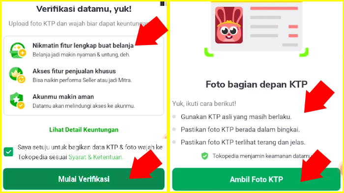 verifikasi data power merchant tokopedia bagian foto ktp