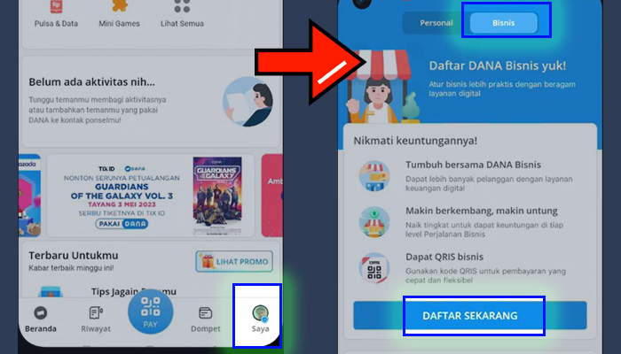 Dana Saya - Bisnis Daftar sekarang