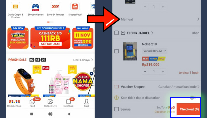 Shopee Keranjang Saya - Checkout