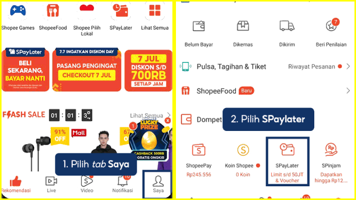 akses tab saya dan pilih spaylater