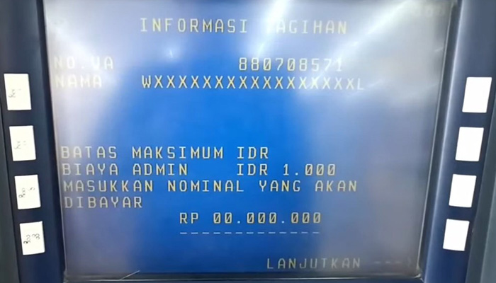 atm bni informasi tagihan nominal