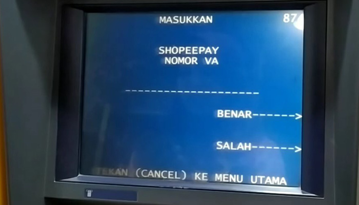 atm mandiri masukan nomor va shopeepay