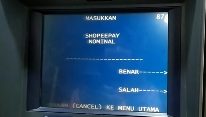 atm mandiri nominal saldo shopeepay