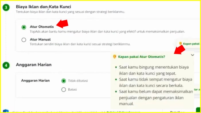 atur otomatis biaya iklan manual tokopedia