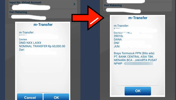 bca mobile konfirmasi transfer dana - transaksi berhasil