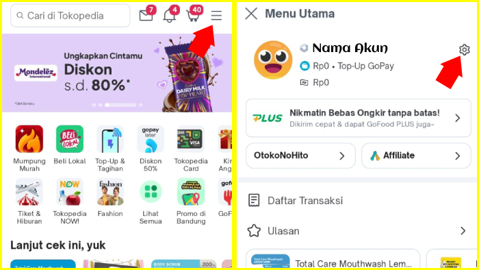 buka tokopedia dengan browser scroll hingga terbawah klik link twitter