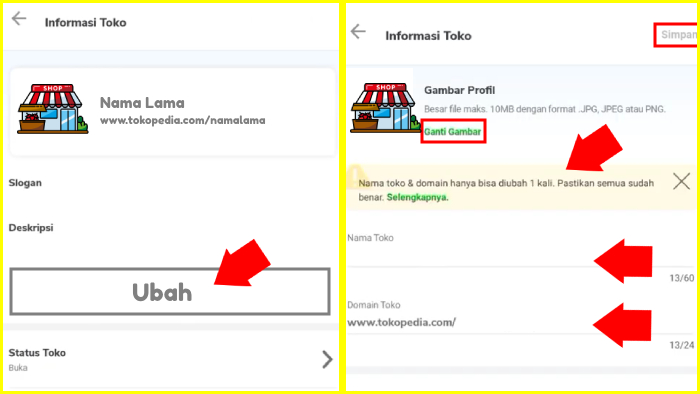 cara ganti nama toko di tokopedia