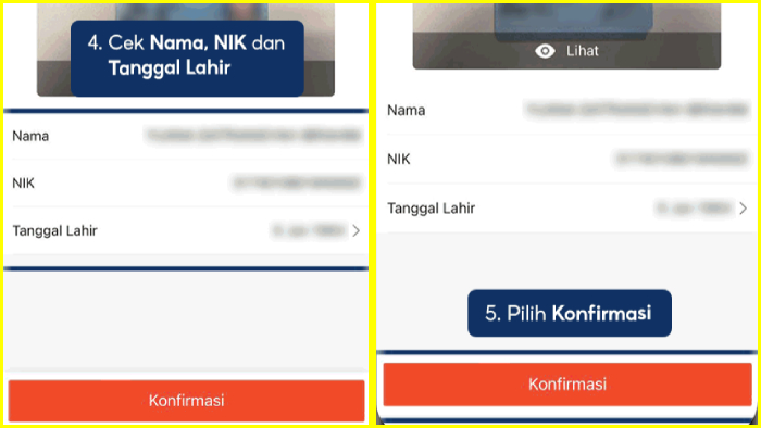 cek nama nik dan tanggal lahir pilih konfirmasi