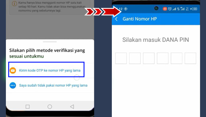 dana ganti nomor hp kirim kode otp ke nomor hp yang lama - Dana PIN