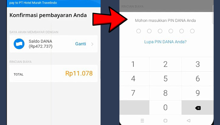 dana konfirmasi pembayaran hotelmurah - pin