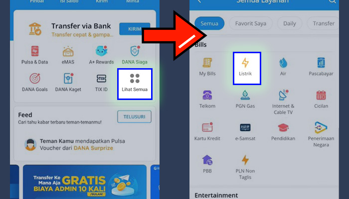 dana lihat semua - bills listrik