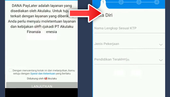 dana paylater syarat dan ketentuan - data diri