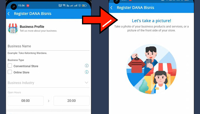 dana register dana bisnis profile - ambil foto produk