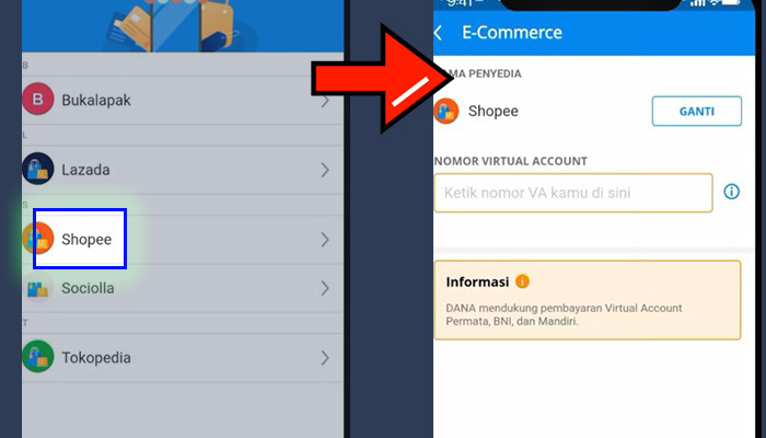 dana shopee - nomor virtual account