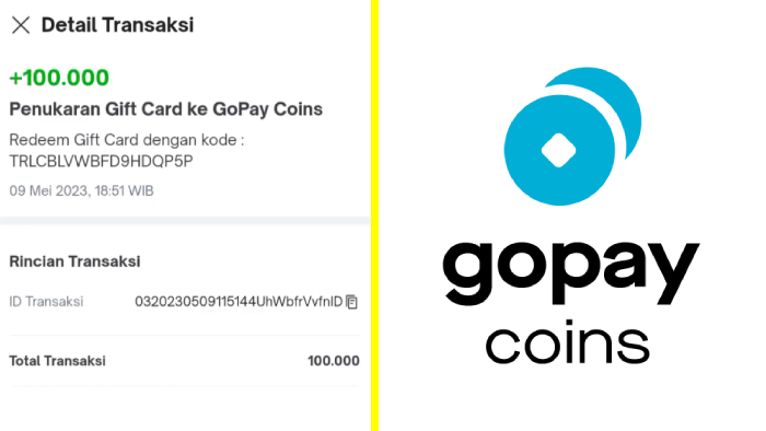 detail transaksi penukaran gift card ke gopay coins