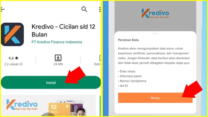 install kredivo dan setujui perizinan datanya