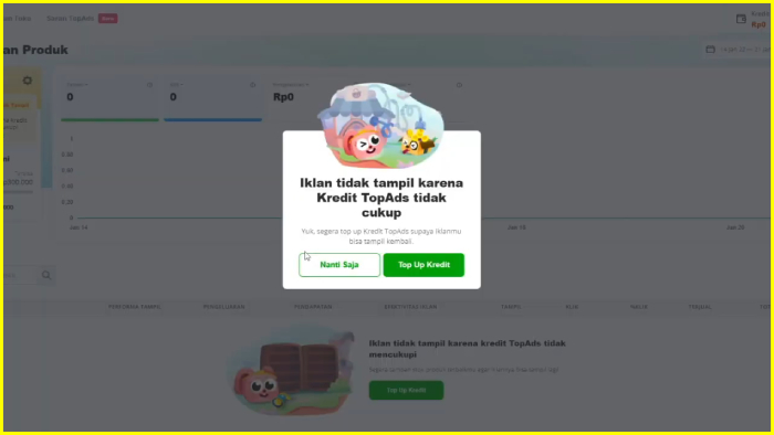 isi saldo topads agar iklan tokopedia berjalan