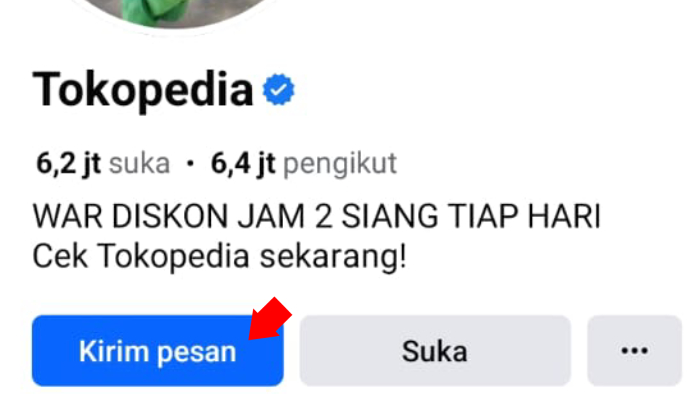 kirim pesan ke customer service tokopedia via facebook messenger